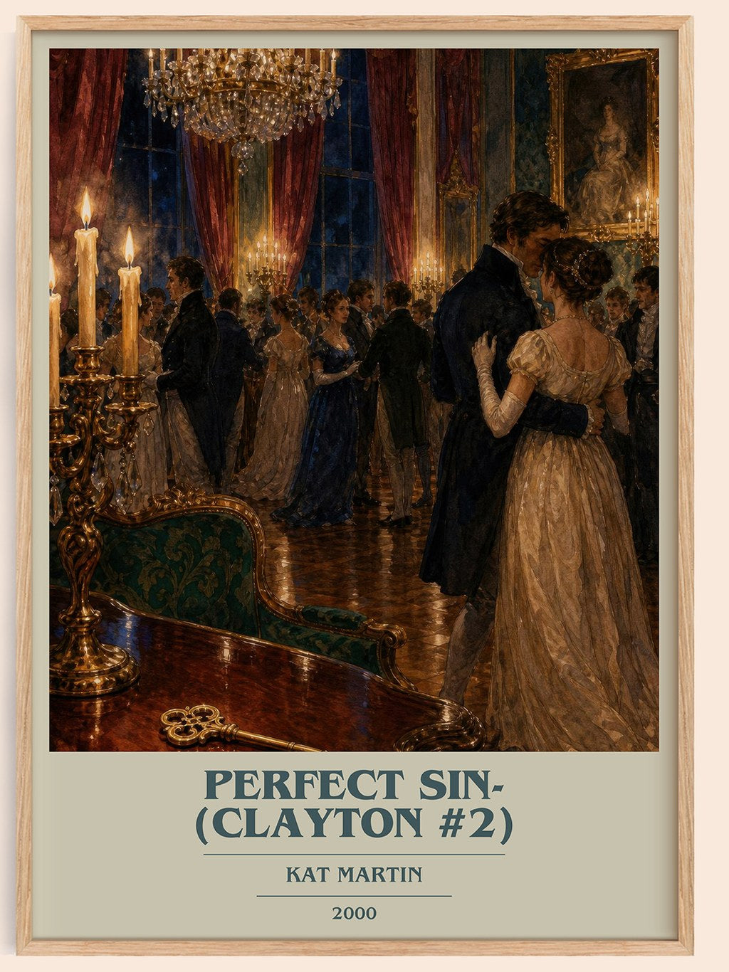 Perfect Sin- (Clayton #2) book cover book poster by Kat Martin – framed literary art print
