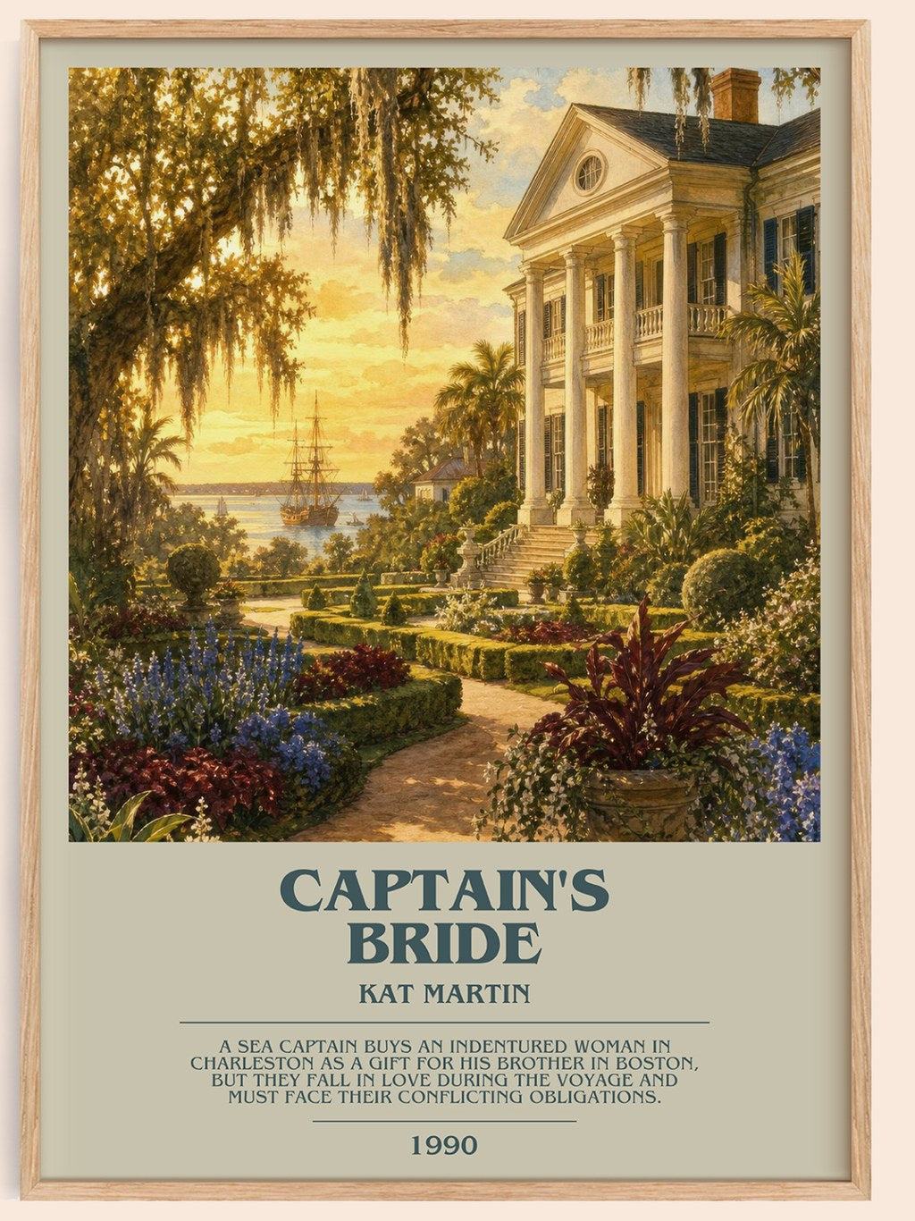 Captain's bride bookish book poster by Kat Martin – framed literary art print