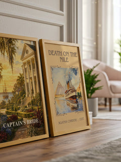 Captain's bride watercolour print framed by window – literary home decor