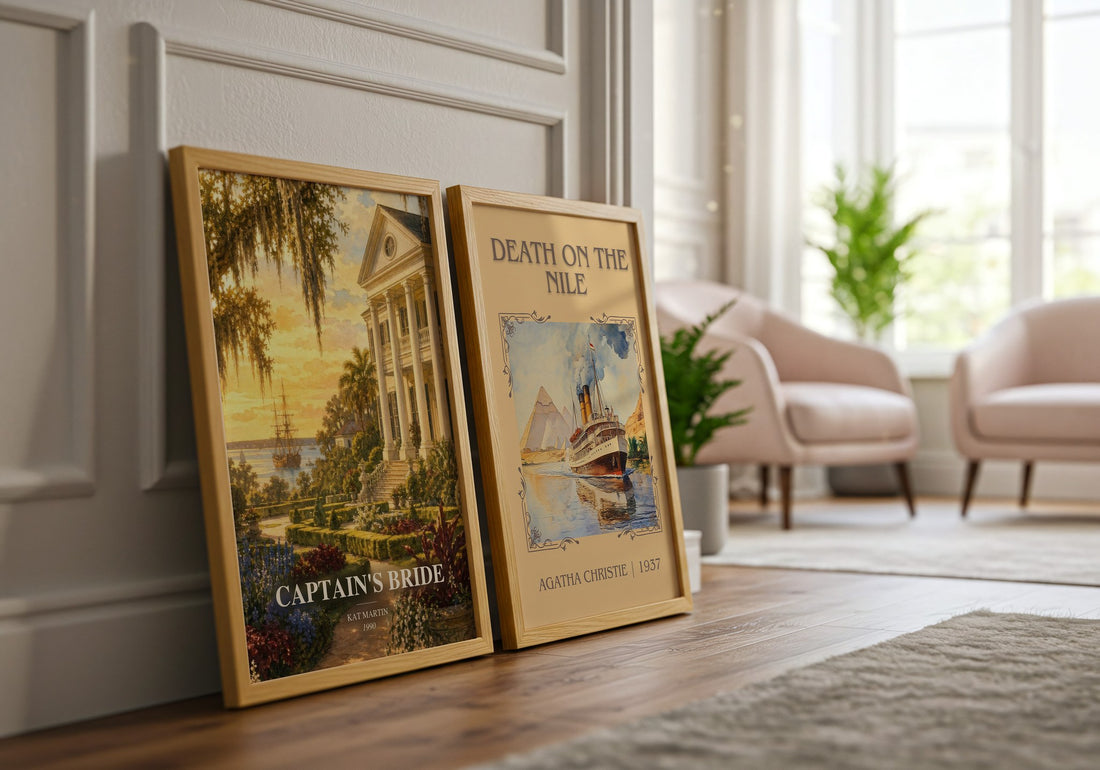 Captain's bride watercolour print framed by window – literary home decor
