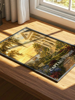 Captain's bride watercolour book poster framed on wall – romance wall art