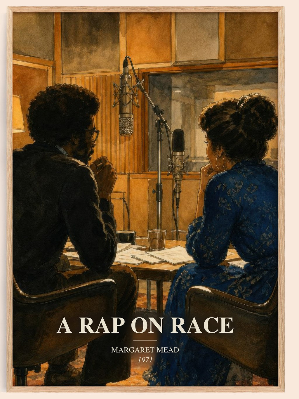 A rap on race watercolour book poster by Margaret Mead – framed literary art print