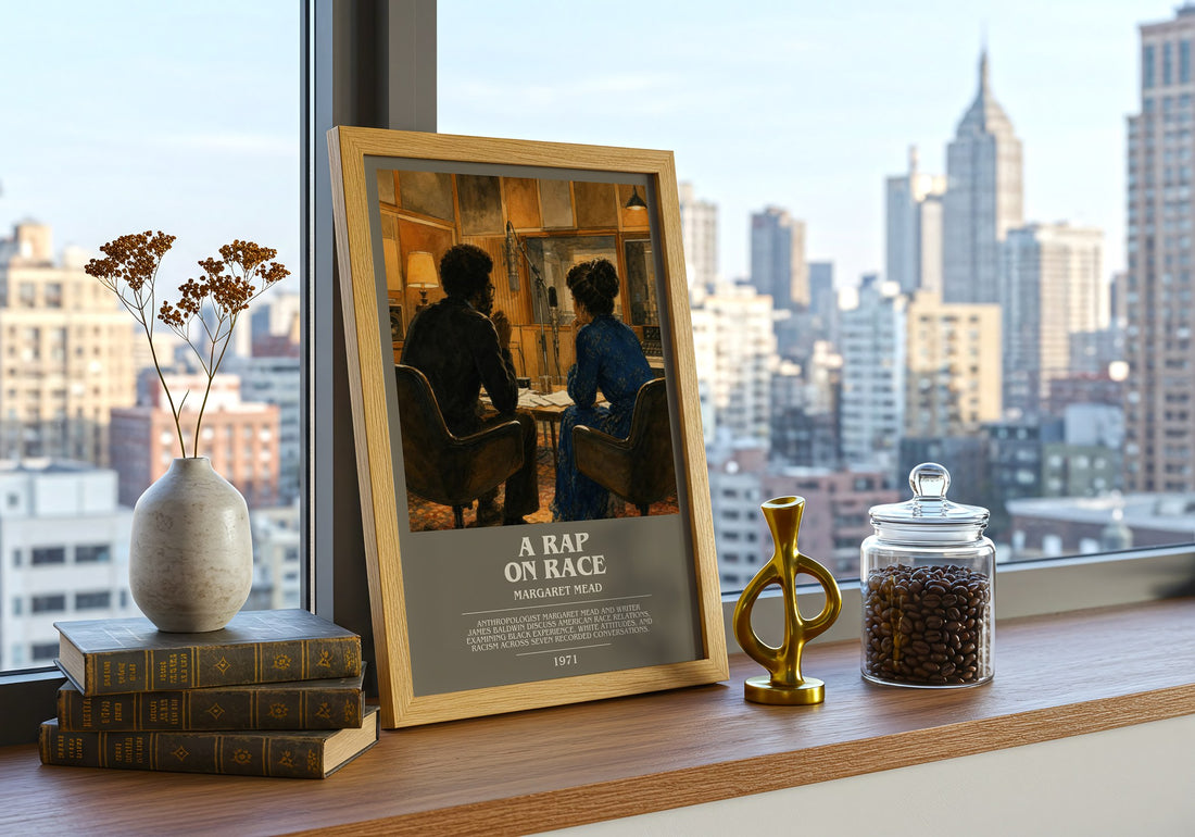 A rap on race bookish print framed by window – literary home decor
