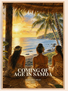 Coming of age in Samoa watercolour book poster by Margaret Mead – framed literary art print