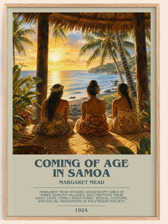 Coming of age in Samoa bookish book poster by Margaret Mead – framed literary art print