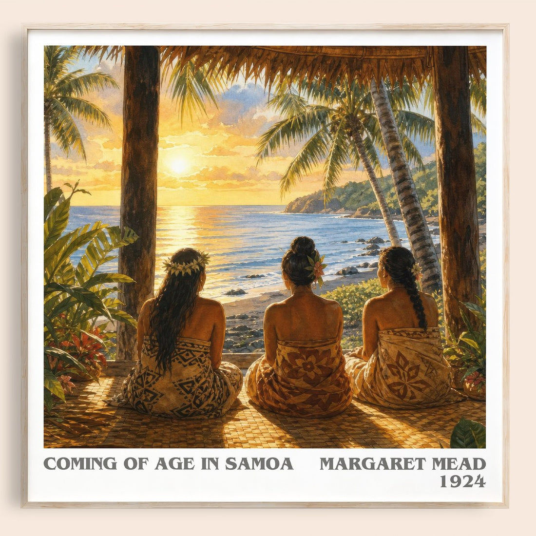 Coming of age in Samoa literary book poster by Margaret Mead – framed literary art print