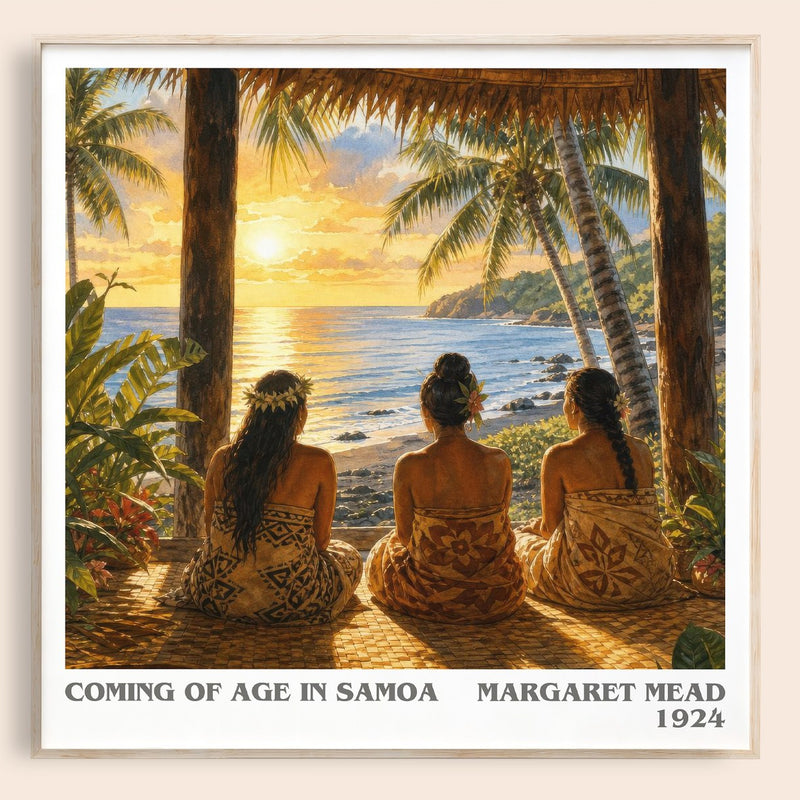 Coming of age in Samoa literary book poster by Margaret Mead – framed literary art print