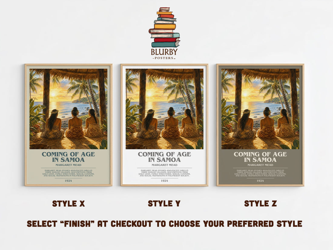Coming of age in Samoa bookish print in frame leaning in hallway – non fiction wall art (mockup)