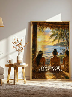 Coming of age in Samoa watercolour print in frame leaning in hallway – non fiction wall art