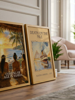 Coming of age in Samoa watercolour print framed by window – literary home decor