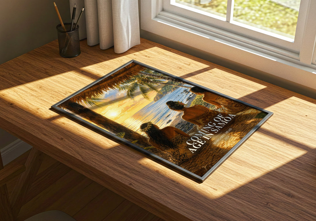 Coming of age in Samoa watercolour book poster framed on wall – non fiction wall art