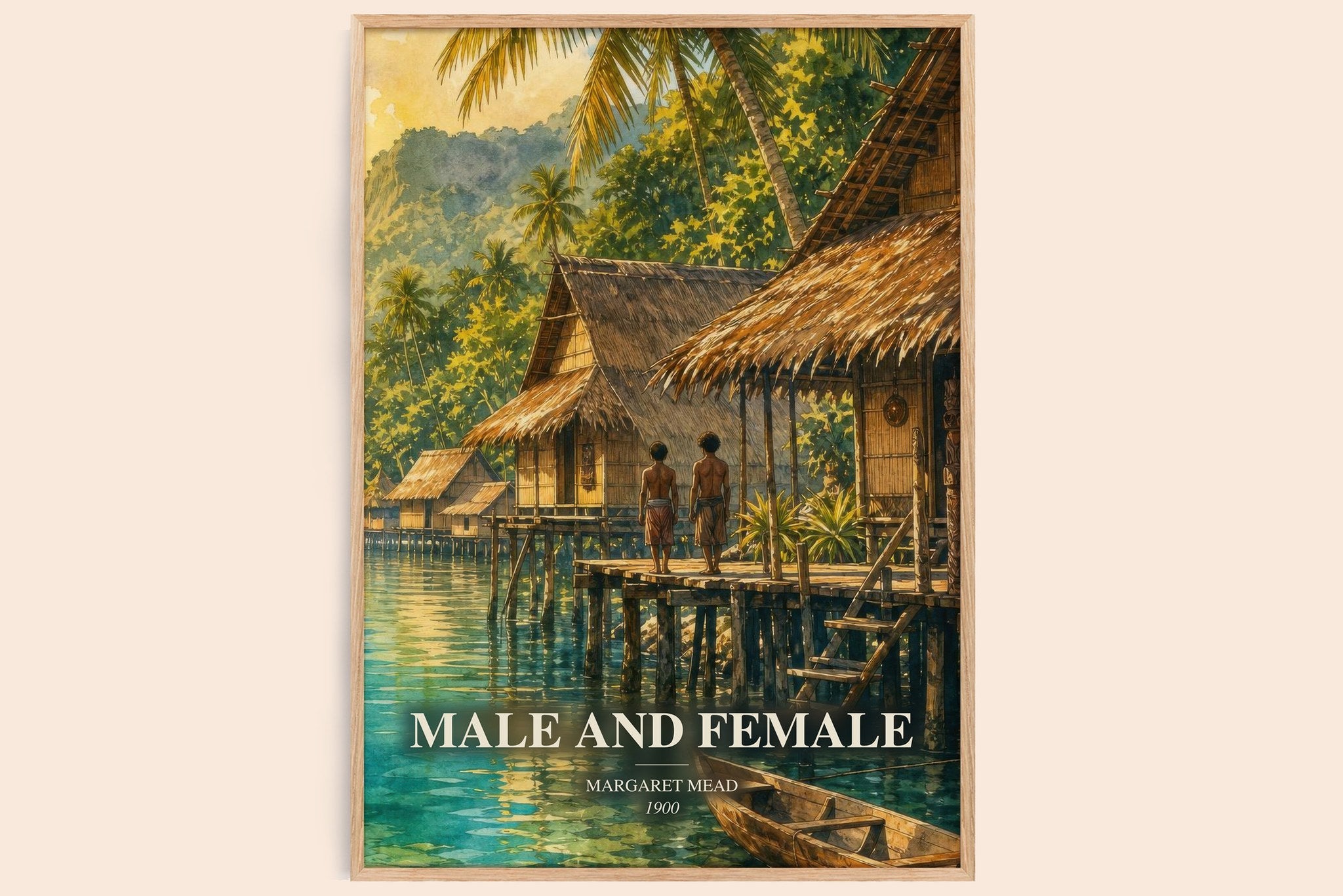 Male and female Book Watercolour Illustration by Margaret Mead