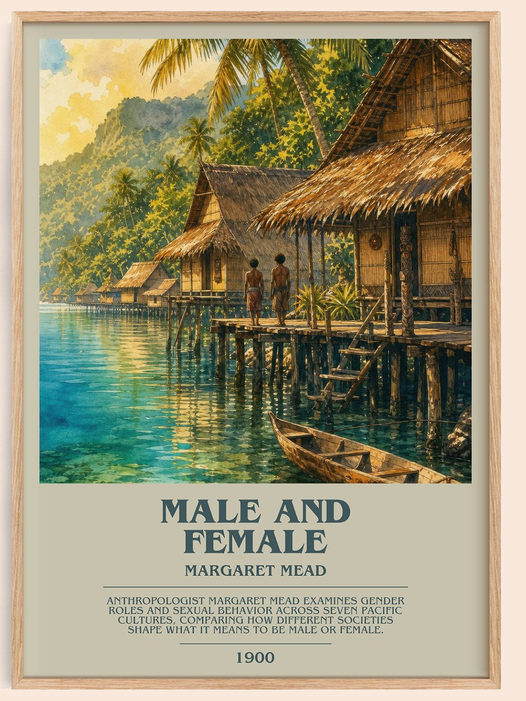 Male and female bookish book poster by Margaret Mead – framed literary art print