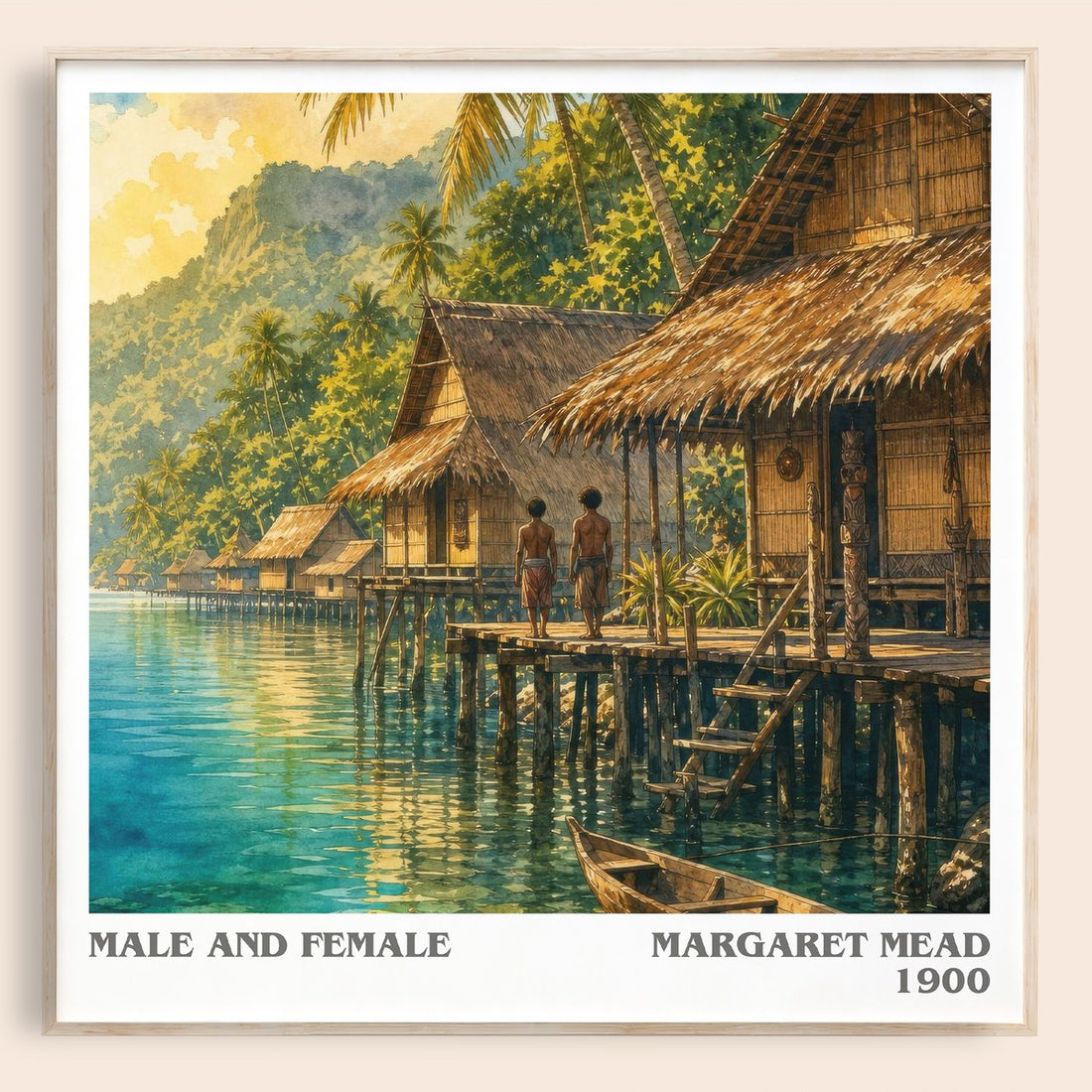 Male and female literary book poster by Margaret Mead – framed literary art print