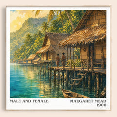 Male and female literary book poster by Margaret Mead – framed literary art print