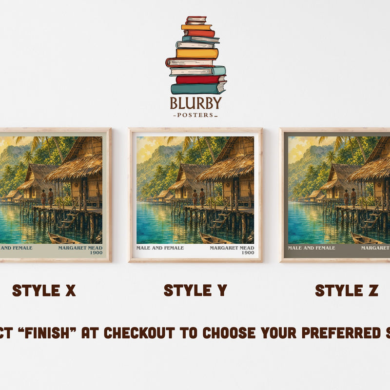 Male and female literary print in frame leaning in hallway – non fiction wall art