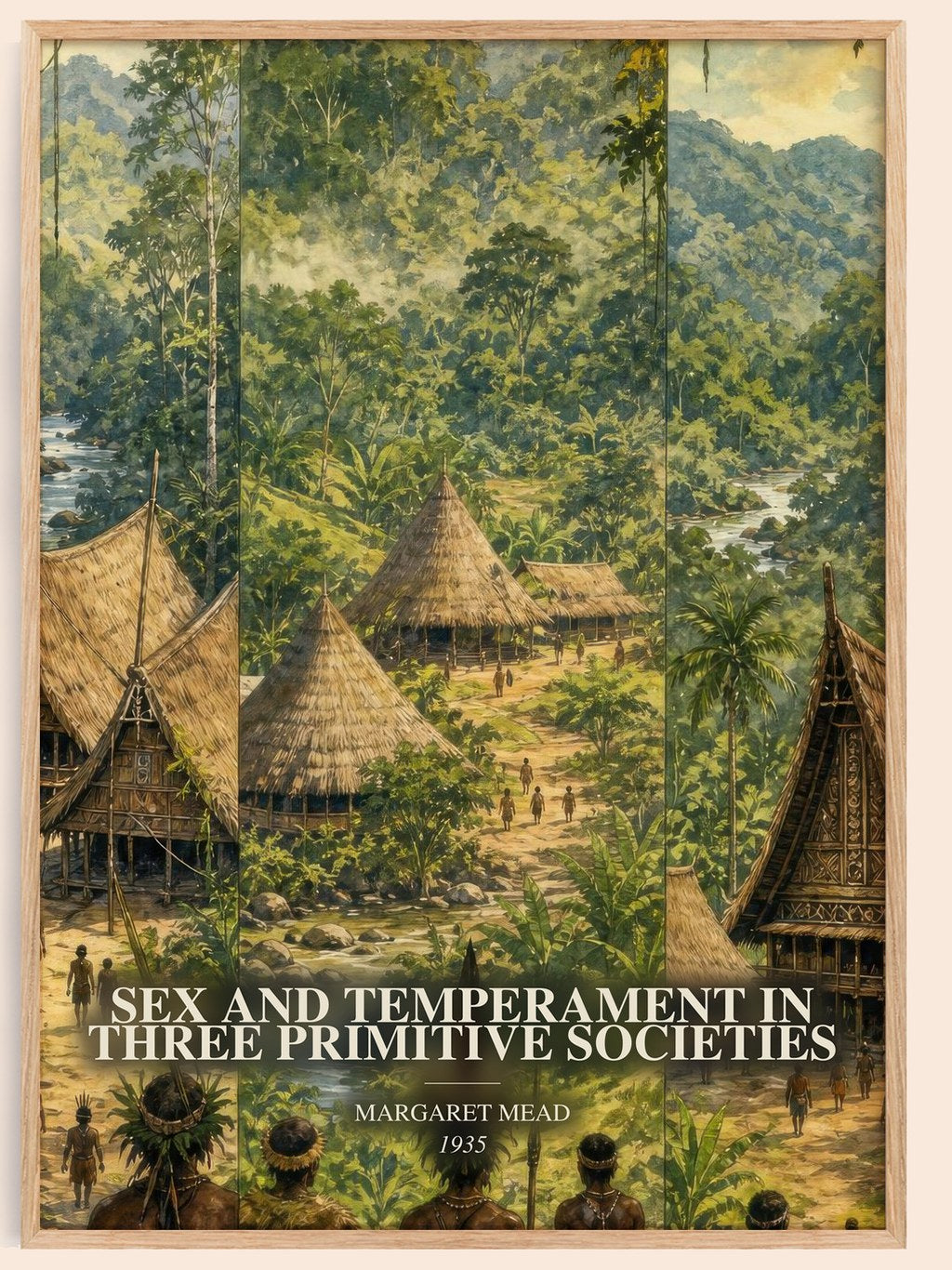 Sex and temperament in three primitive societies watercolour book poster by Margaret Mead – framed literary art print