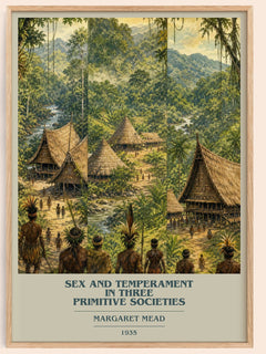 Sex and temperament in three primitive societies book cover book poster by Margaret Mead – framed literary art print