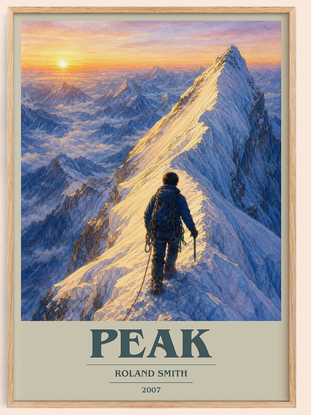 Peak book cover book poster by Roland Smith – framed literary art print