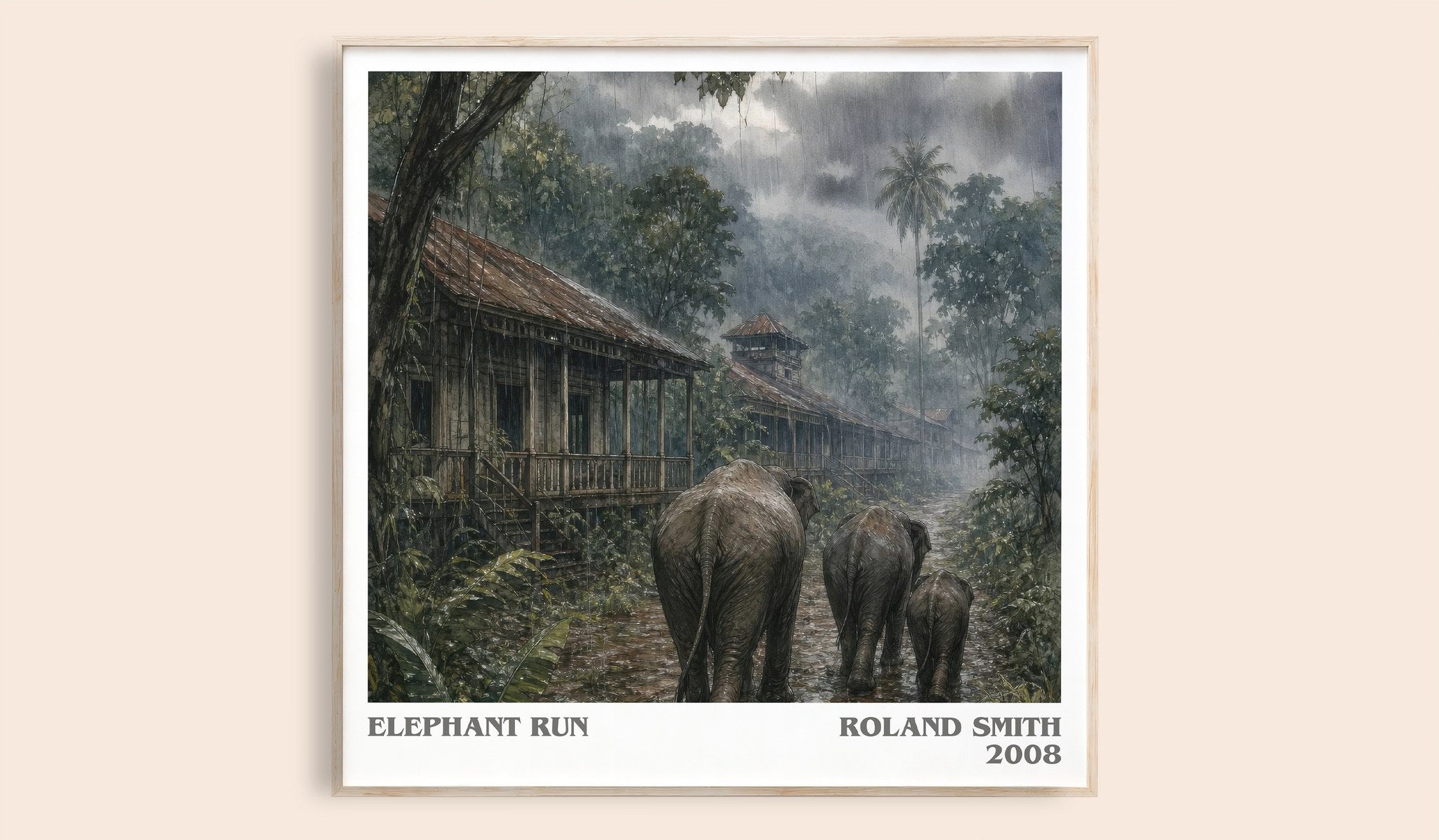 Elephant run Literary Art Print by Roland Smith