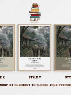 Elephant run bookish print in frame leaning in hallway – young adult wall art