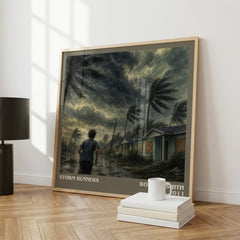 Storm Runners literary print framed by window – literary home decor