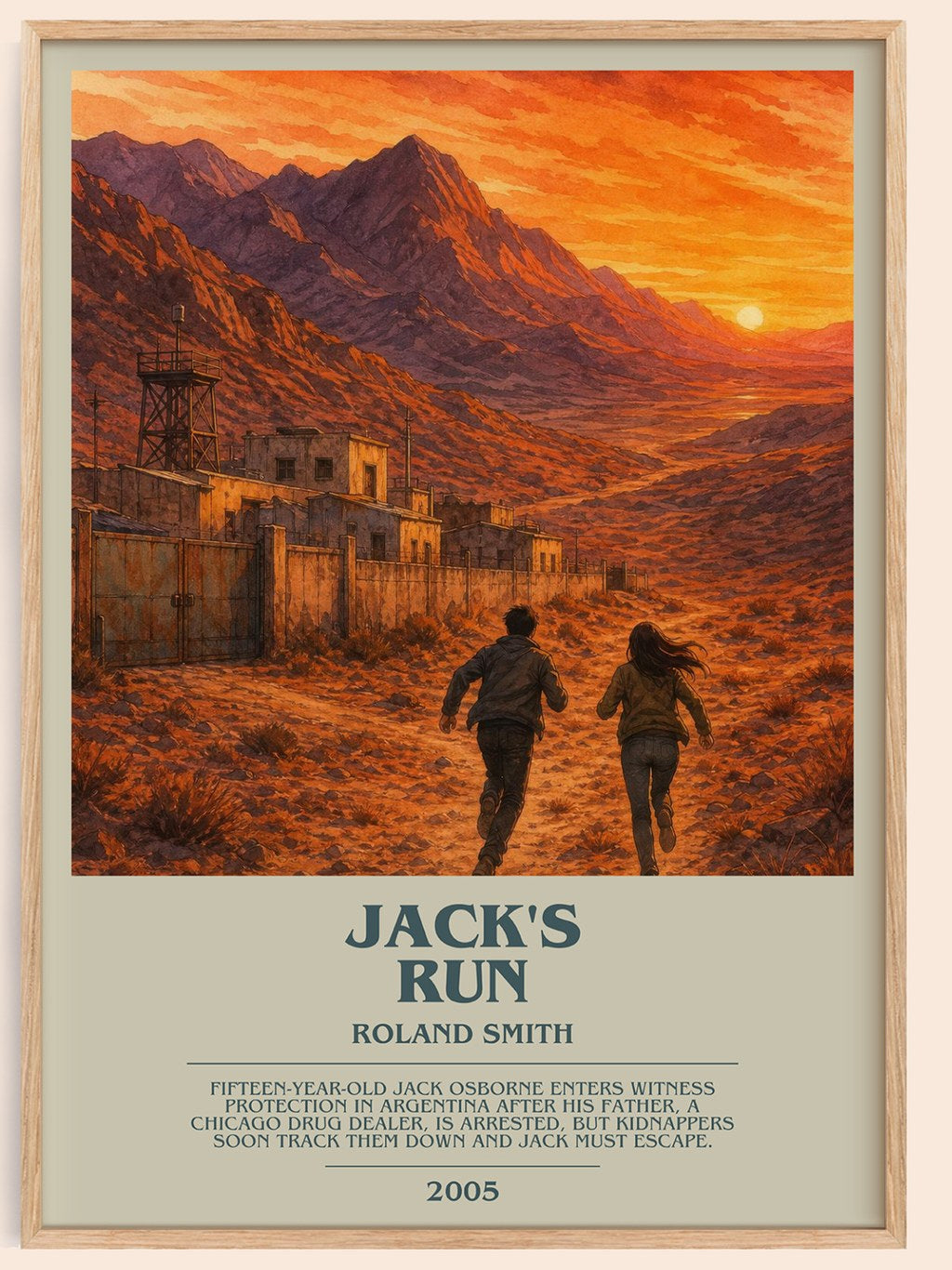 Jack's run bookish book poster by Roland Smith – framed literary art print