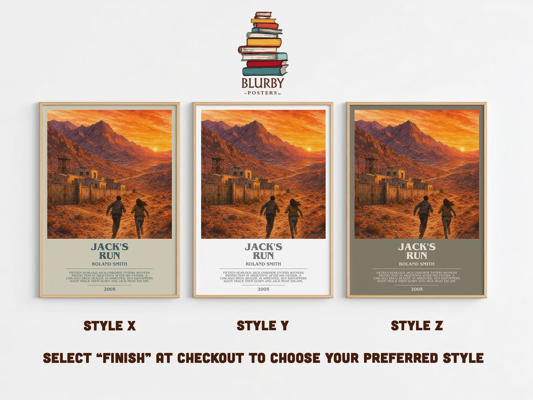 Jack's run bookish print in frame leaning in hallway – young adult wall art (mockup)