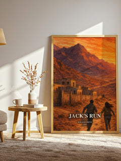 Jack's run watercolour print in frame leaning in hallway – young adult wall art