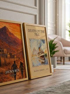 Jack's run watercolour print framed by window – literary home decor