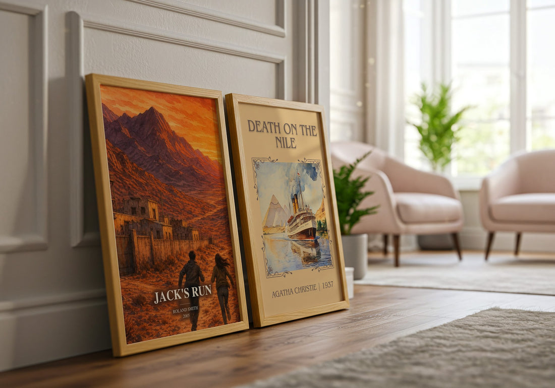 Jack's run watercolour print framed by window – literary home decor