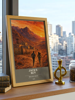 Jack's run book cover print framed by window – literary home decor
