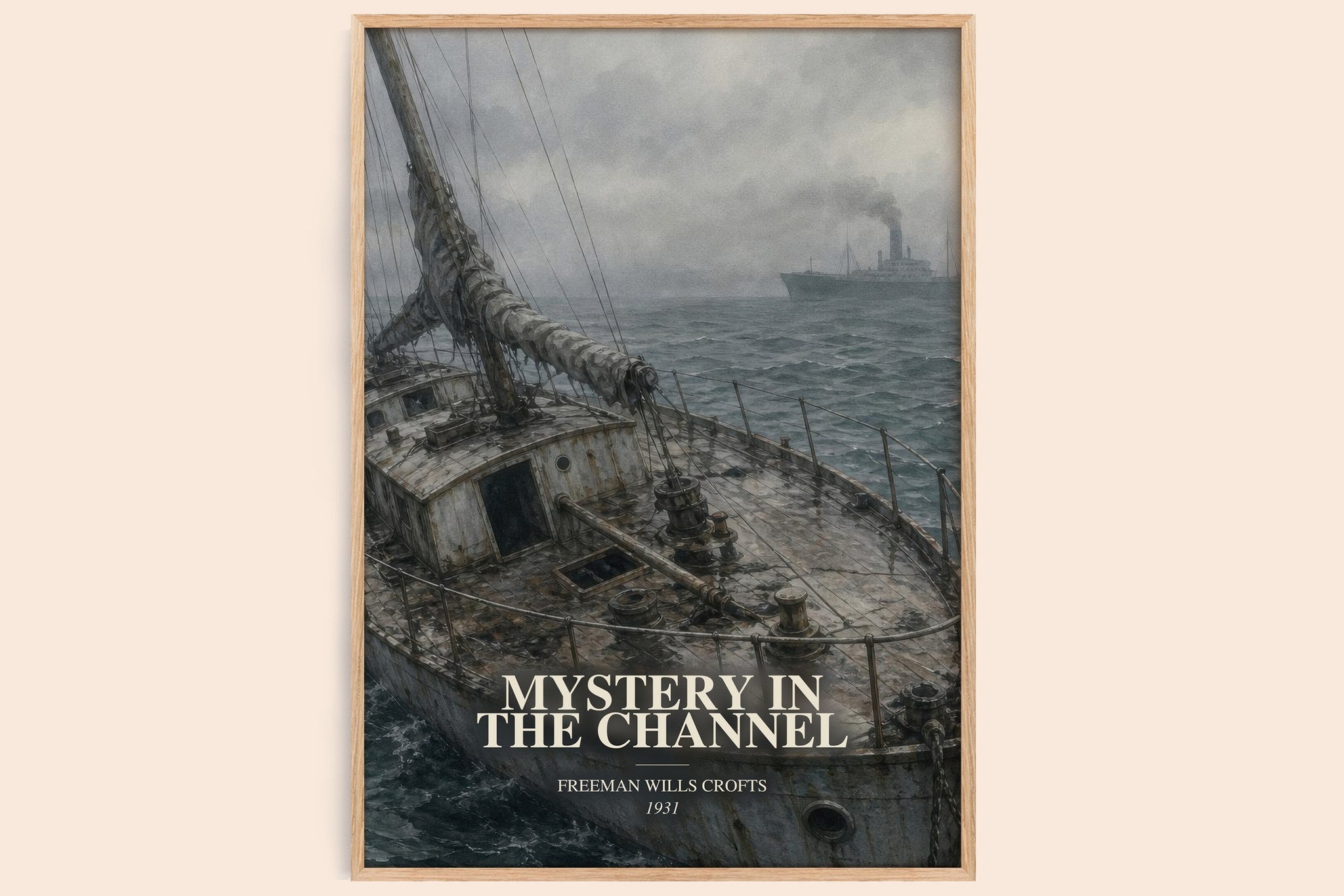 Mystery in the channel Book Watercolour Illustration by F. Crofts