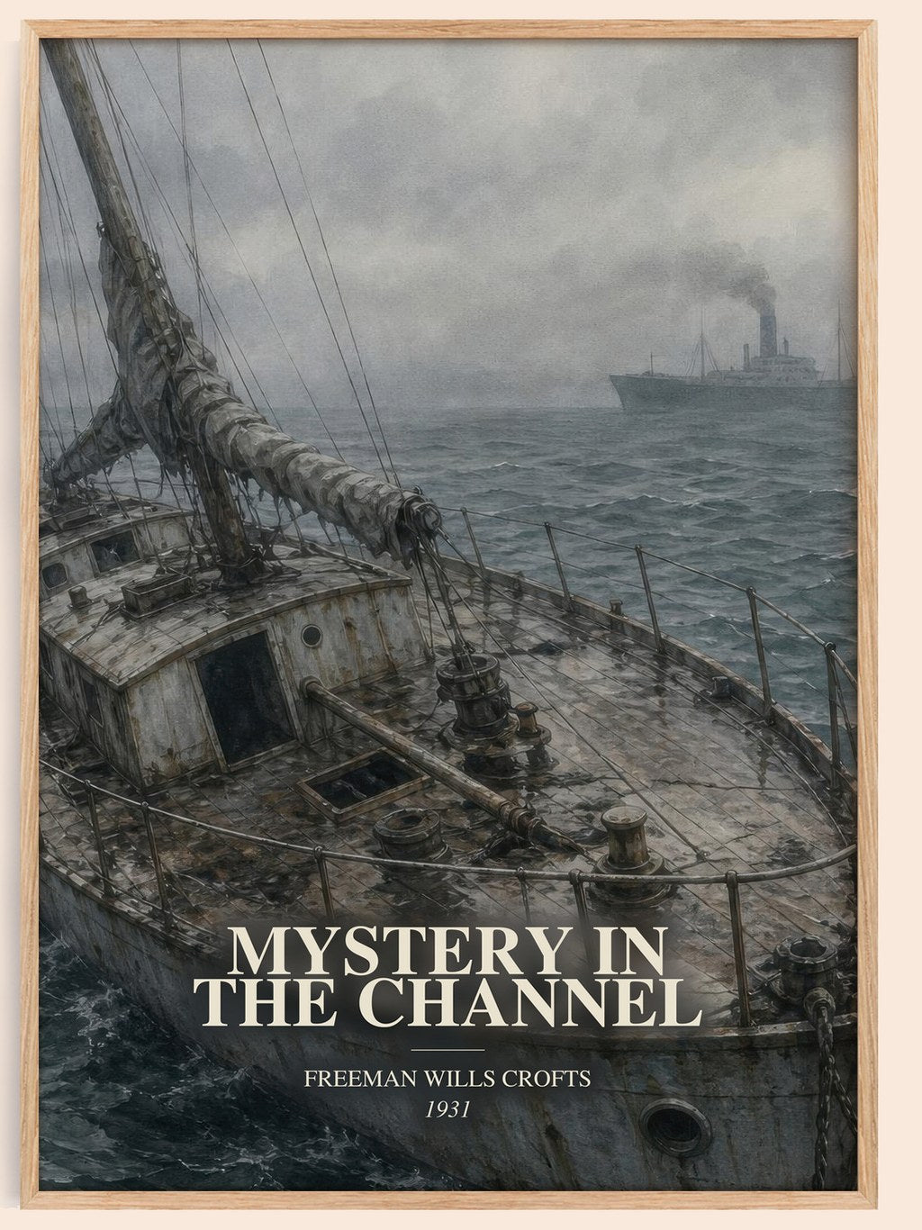 Mystery in the channel watercolour book poster by Freeman Wills Crofts – framed literary art print