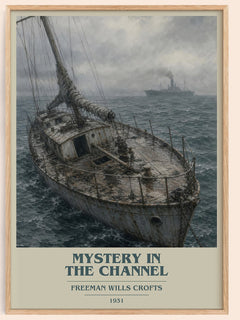 Mystery in the channel book cover book poster by Freeman Wills Crofts – framed literary art print