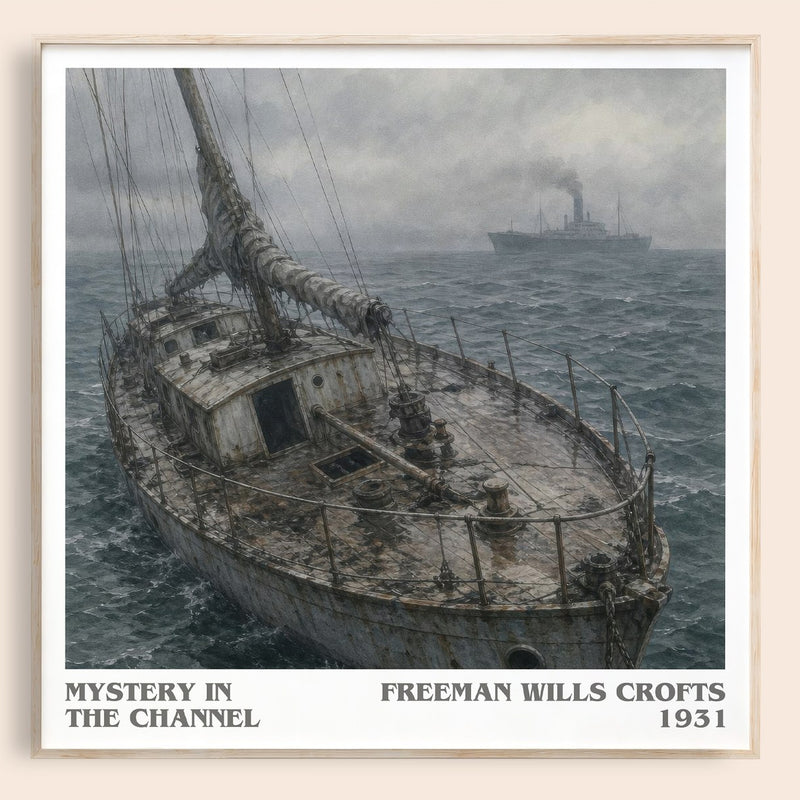 Mystery in the channel literary book poster by Freeman Wills Crofts – framed literary art print