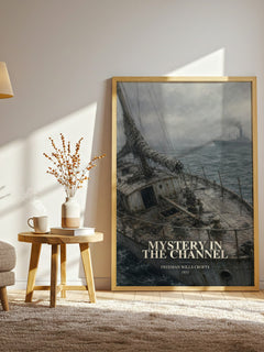 Mystery in the channel watercolour print in frame leaning in hallway – mystery wall art