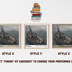 Mystery in the channel literary print in frame leaning in hallway – mystery wall art