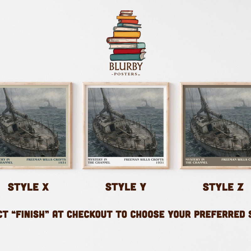 Mystery in the channel literary print in frame leaning in hallway – mystery wall art