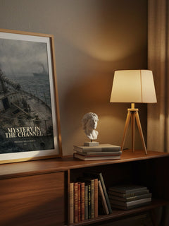 Mystery in the channel watercolour print on bookshelf – Freeman Wills Crofts fan gift