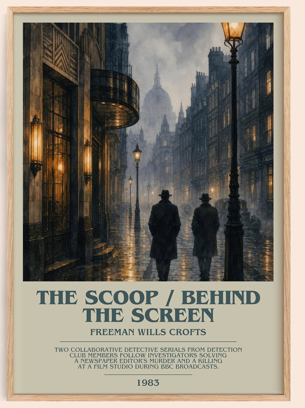 The Scoop / Behind the Screen bookish book poster by Freeman Wills Crofts – framed literary art print