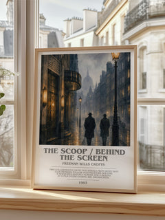 The Scoop / Behind the Screen bookish poster colour and style options – Freeman Wills Crofts book art