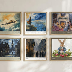 The Scoop / Behind the Screen literary art print colour and style options – Freeman Wills Crofts book art
