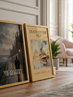 The Anatomy of murder watercolour print framed by window – literary home decor