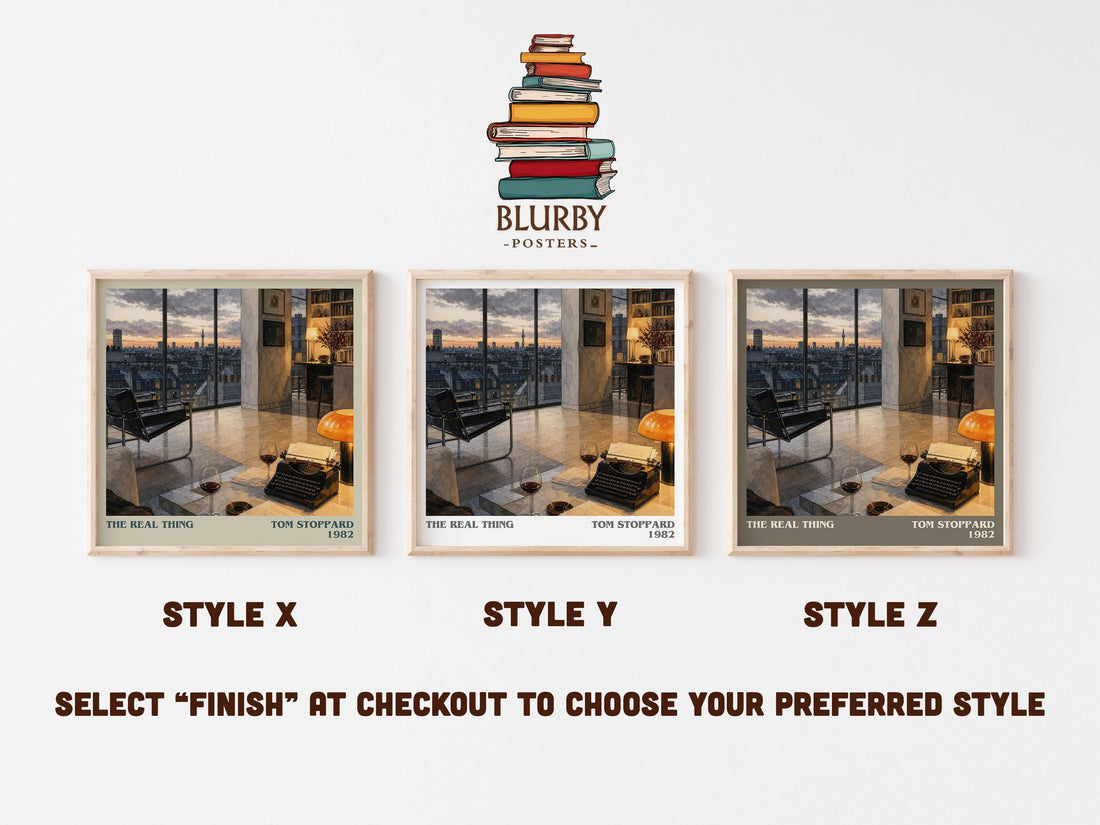 The real thing literary print in frame leaning in hallway – literary fiction wall art (mockup)