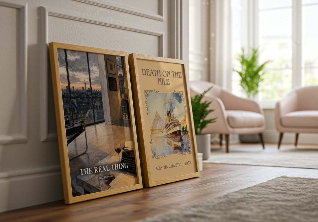 The real thing watercolour print framed by window – literary home decor