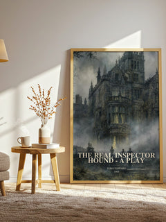 The Real Inspector Hound -  A Play watercolour print in frame leaning in hallway – literary fiction wall art