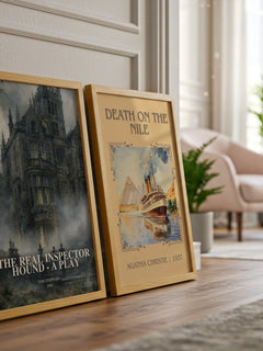 The Real Inspector Hound -  A Play watercolour print framed by window – literary home decor
