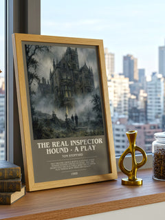 The Real Inspector Hound -  A Play bookish print framed by window – literary home decor