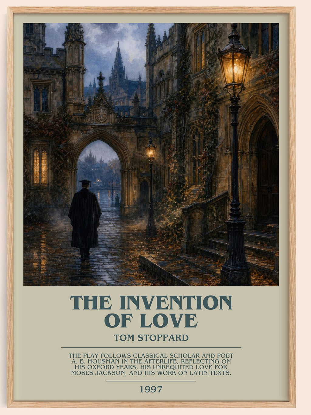The invention of love bookish book poster by Tom Stoppard – framed literary art print